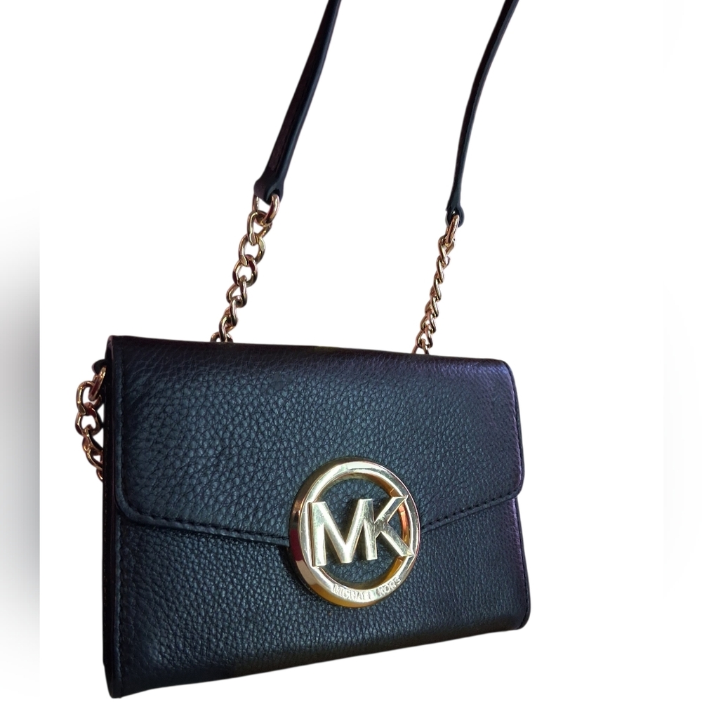 Michael Kors Black Crossbody Bag with Gold Logo